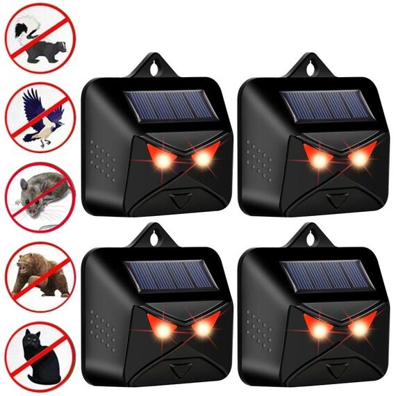 4 pezzi/scatola repellente per animali solare, deterrente per animali impermeabile con luce LED rossa