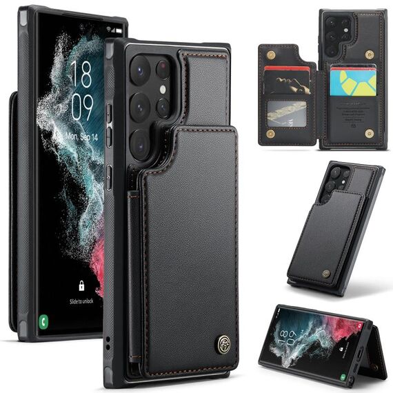 Custodia per telefono antifurto RFID per slot per schede CaseMe C22 per Samsung Galaxy S22 Ultra 5G (nero)