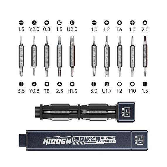 JAKEMY JM-8195 Cacciavite con design a maniglia quadrata 21 in 1 S-2 bit (blu)