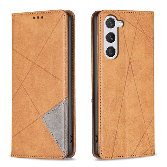 Custodia per telefono in pelle magnetica con texture romboidale per Samsung Galaxy S24 5G (giallo)