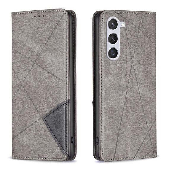 Custodia per telefono in pelle magnetica con texture romboidale per Samsung Galaxy S24 5G (grigio)