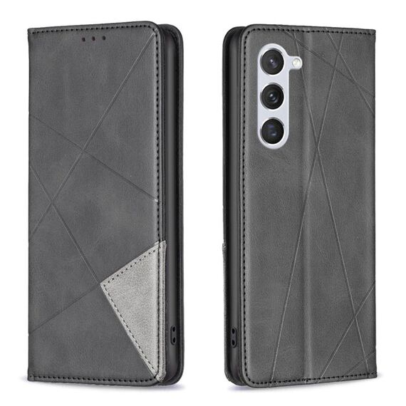 Custodia per telefono in pelle magnetica con texture romboidale per Samsung Galaxy S24 5G (nera)