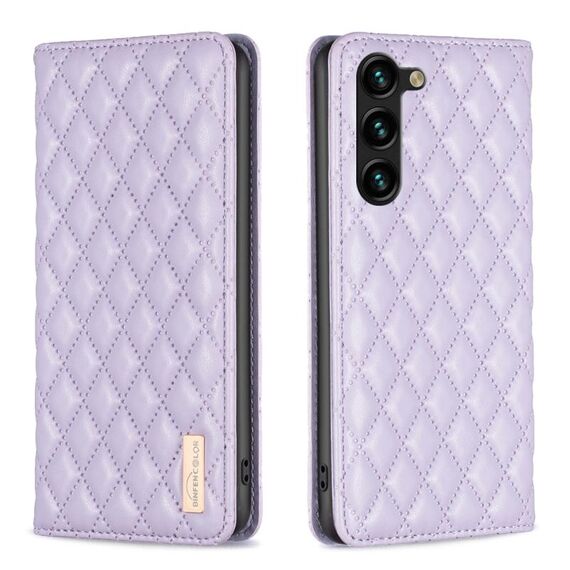 Per Samsung Galaxy S24+ 5G Custodia magnetica in pelle con reticolo diamantato (viola)