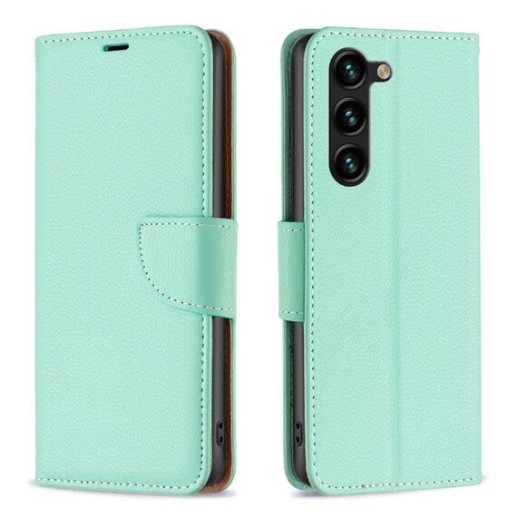 Per Samsung Galaxy S24+ 5G Custodia per telefono in pelle flip in puro colore texture Litchi (verde)