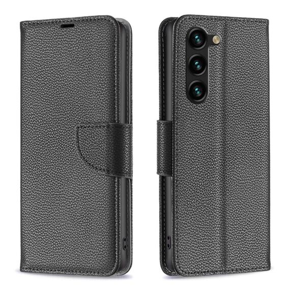 Per Samsung Galaxy S24+ 5G Custodia per telefono in pelle con texture Litchi in puro colore (Nero)