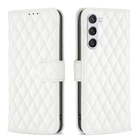 Per Samsung Galaxy S24 5G Diamond Lattice Custodia a portafoglio in pelle flip (bianca)