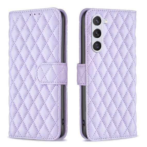 Per Samsung Galaxy S24 5G Diamond Lattice Custodia a portafoglio in pelle con vibrazione (viola)