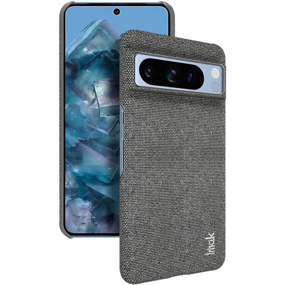Per Google Pixel 8 Pro serie imak Ruiyi Texture in tessuto PU + custodia per telefono PC (grigio scuro)