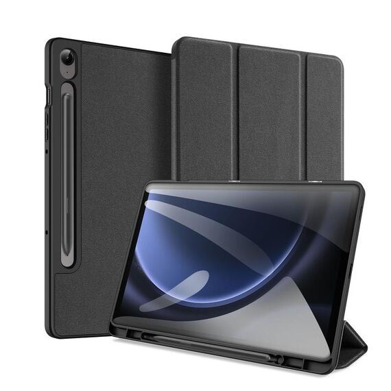 Custodia magnetica per tablet in pelle con vibrazione per Samsung Galaxy Tab S9 FE DUX DUCIS Domo Series (nero)