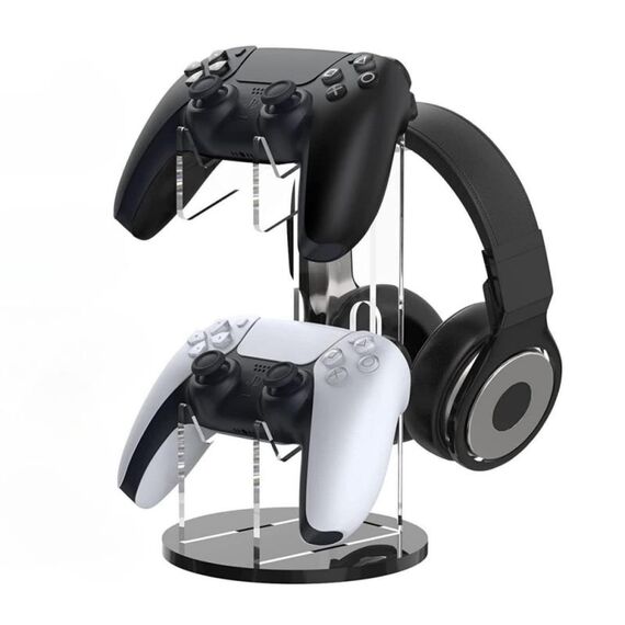 Per PS4 / PS5 YX029 Supporto per display da tavolo per gamepad per cuffie (trasparente + nero)