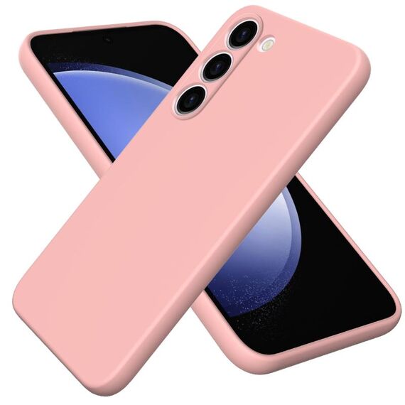 Custodia per telefono antiurto a copertura totale in silicone liquido di colore puro per Samsung Galaxy S23 5G (rosa)