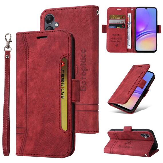 Per Samsung Galaxy A05 BETOPNICE Custodia per telefono in pelle con fibbia a doppio lato (rossa)