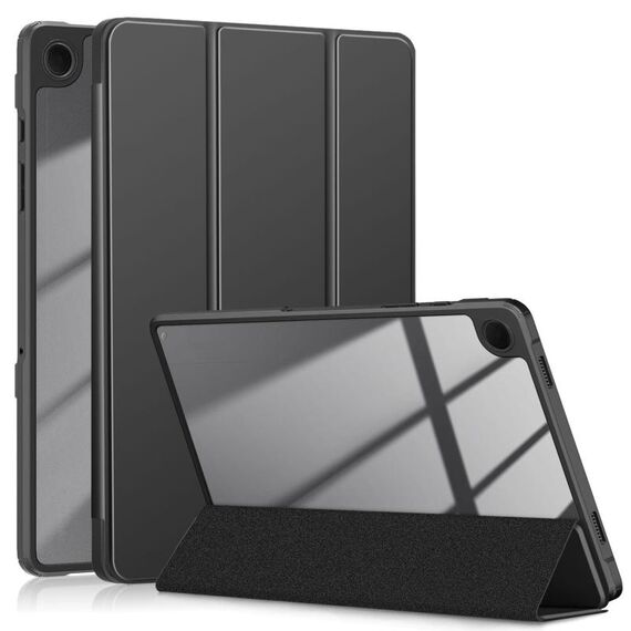 Per Samsung Galaxy Tab A9+ Custodia per tablet in pelle astuta in tinta unita in acrilico 3 pieghevoli (nera)
