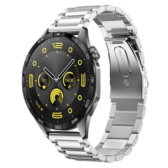 Per Huawei Watch GT4 46mm cinturino in metallo con tre perline in acciaio inossidabile (argento)