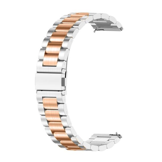 Per Huawei Watch GT4 46mm cinturino in metallo con tre perline in acciaio inossidabile (argento + oro rosa)