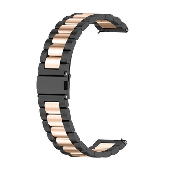 Per Huawei Watch GT4 46mm cinturino in metallo in acciaio inossidabile con tre perline (nero + oro rosa)