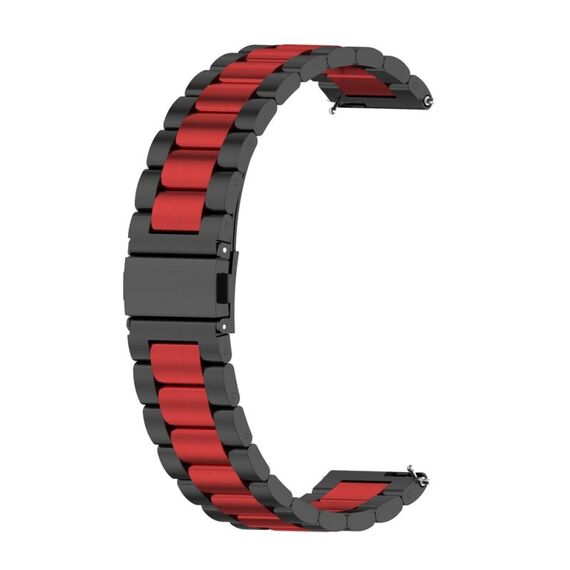 Per Huawei Watch GT4 46mm cinturino in metallo con tre perline in acciaio inossidabile (nero + rosso)