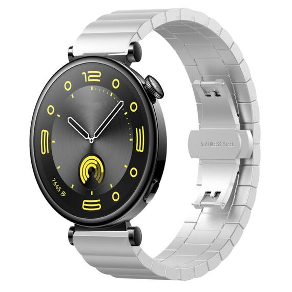 Per Huawei Watch GT4 41mm Cinturino in metallo con fibbia a farfalla in acciaio inossidabile con perline (argento)