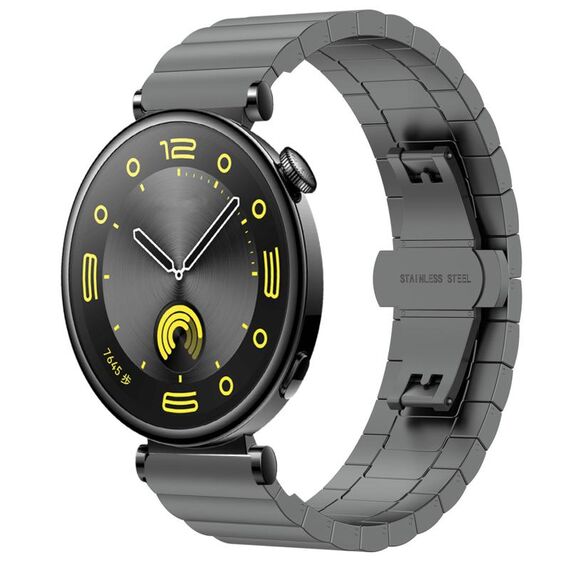 Per Huawei Watch GT4 41mm Cinturino in metallo con fibbia a farfalla in acciaio inossidabile con perline (grigio)