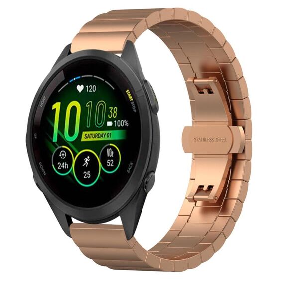 Per Garmin Forerunner 265S cinturino per orologio in metallo con fibbia a farfalla in acciaio inossidabile (oro rosa)