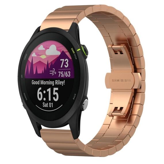 Per Garmin Forerunner 255S Music / 255S Cinturino per orologio in metallo con fibbia a farfalla in acciaio inossidabile (oro rosa)