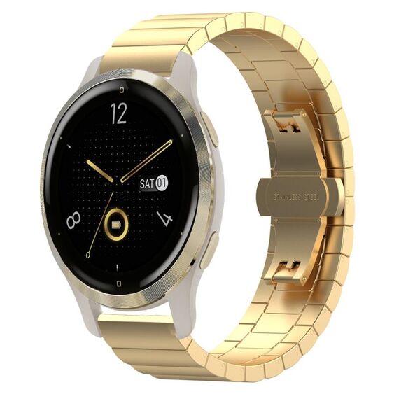Per Garmin Venu 2S cinturino per orologio in metallo con fibbia a farfalla in acciaio inossidabile (oro)