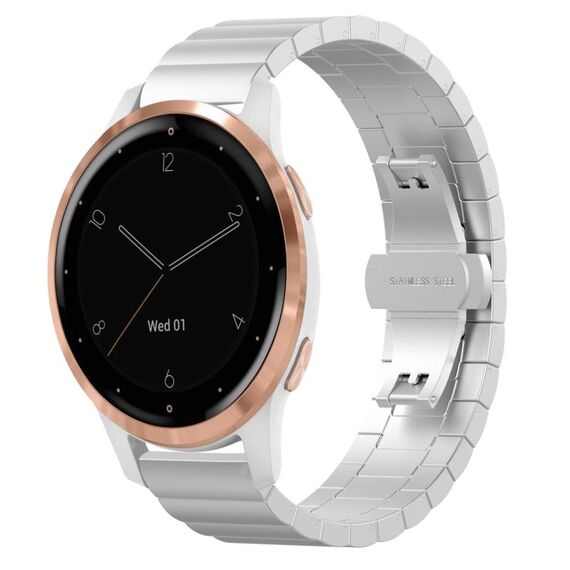 Per Garmin Vivoactive 4S cinturino per orologio in metallo con fibbia a farfalla in acciaio inossidabile (argento)