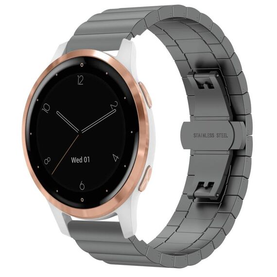 Per Garmin Vivoactive 4S cinturino per orologio in metallo con fibbia a farfalla in acciaio inossidabile (grigio)