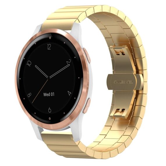 Per Garmin Vivoactive 4S cinturino per orologio in metallo con fibbia a farfalla in acciaio inossidabile (oro)