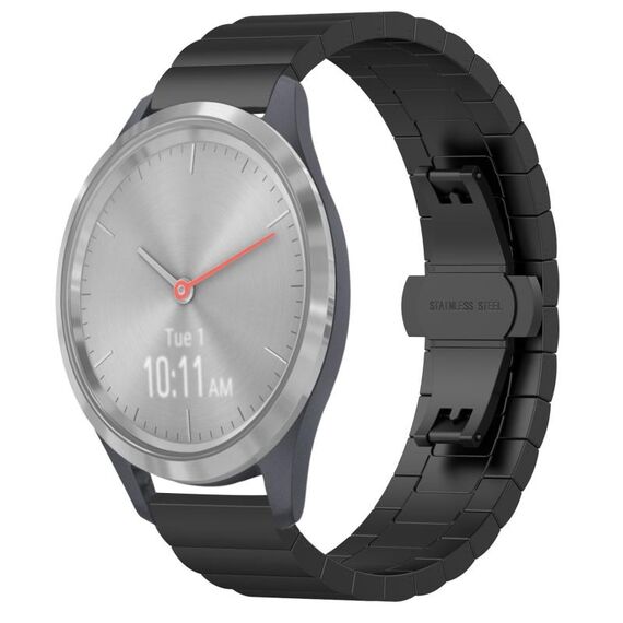Per Garmin Vivomove 3S cinturino per orologio in metallo con fibbia a farfalla in acciaio inossidabile (nero)