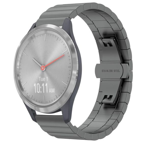 Per Garmin Vivomove 3S cinturino per orologio in metallo con fibbia a farfalla in acciaio inossidabile (grigio)