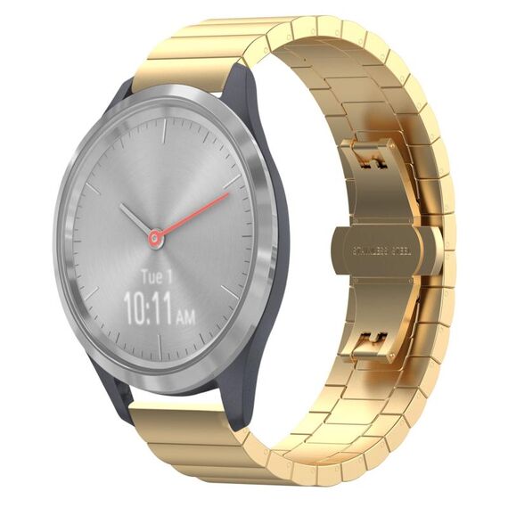 Per Garmin Vivomove 3S cinturino per orologio in metallo con fibbia a farfalla in acciaio inossidabile (oro)