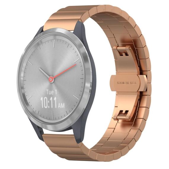 Per Garmin Vivomove 3S cinturino per orologio in metallo con fibbia a farfalla in acciaio inossidabile (oro rosa)