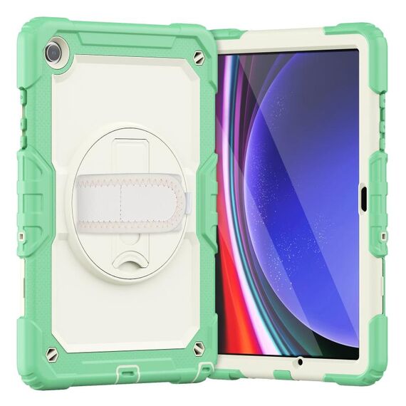 Per Samsung Galaxy Tab A9+ Custodia in silicone + tablet PC con tracolla (verde chiaro)