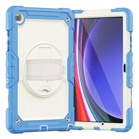 Per Samsung Galaxy Tab A9+ Custodia in silicone + tablet PC con tracolla (blu ciano)