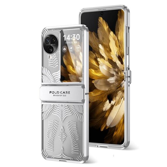 Per OPPO Find N3 Flip Angel Wings Custodia per telefono elettrolitico smerigliato (Argento)