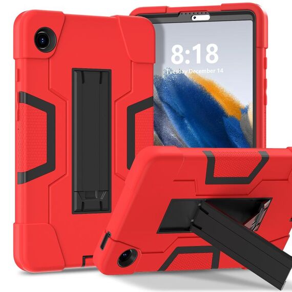 Custodia per tablet PC in silicone a colori a contrasto per Samsung Galaxy Tab A9 con supporto (rosso + nero)