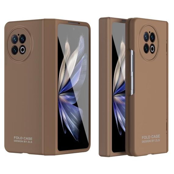 Per vivo X Fold2 Custodia per telefono completa pieghevole con cerniera serie straordinaria (caffè)