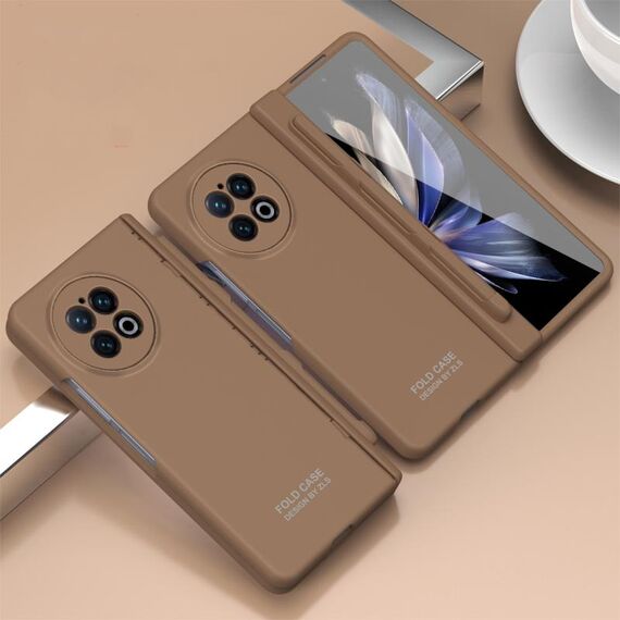 Per vivo X Fold2 Serie Straordinaria Custodia per telefono pieghevole con cerniera a copertura totale con slot per penna e stilo (caffè)