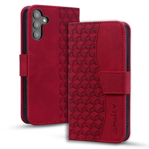Per Samsung Galaxy S23 FE 5G Custodia per telefono in pelle con fibbia a diamante business con cordino (vino rosso)