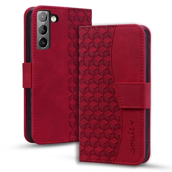 Per Samsung Galaxy S23+ 5G Custodia per telefono in pelle con fibbia di diamanti Business con cordino (vino rosso)