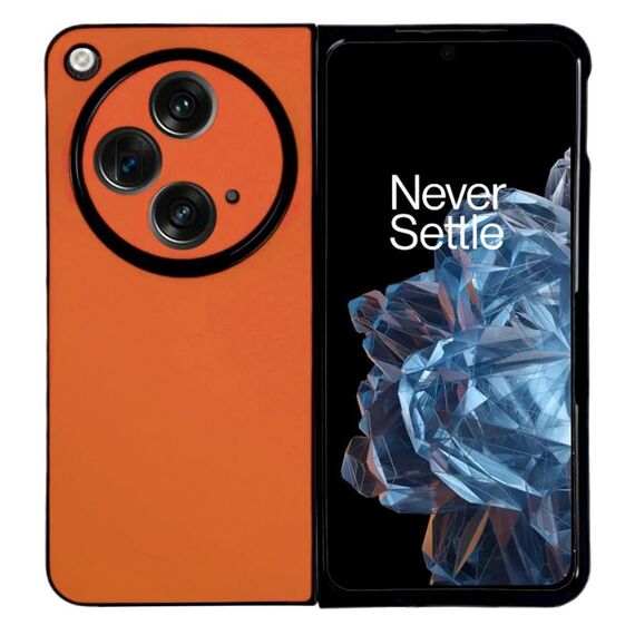 Per OPPO Find N3 / OnePlus Open Morandi Custodia per telefono con texture in pelle tinta unita (arancione)