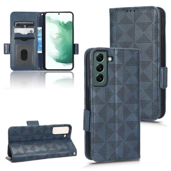 Per Samsung Galaxy S22 5G Custodia in pelle a triangolo simmetrico (blu)