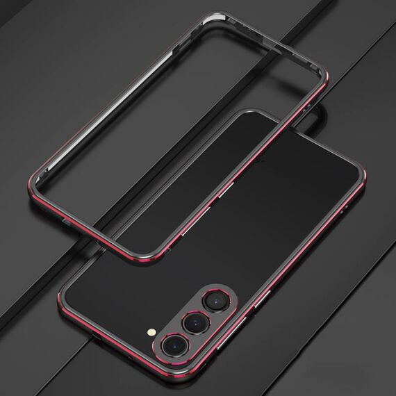 Per Samsung Galaxy S23 5G Aurora Series Lens Protector + custodia per telefono con struttura in metallo (nero rosso)