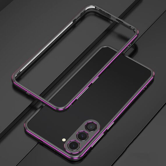 Per Samsung Galaxy S23 5G Aurora Series Lens Protector + custodia per telefono con struttura in metallo (nero viola)