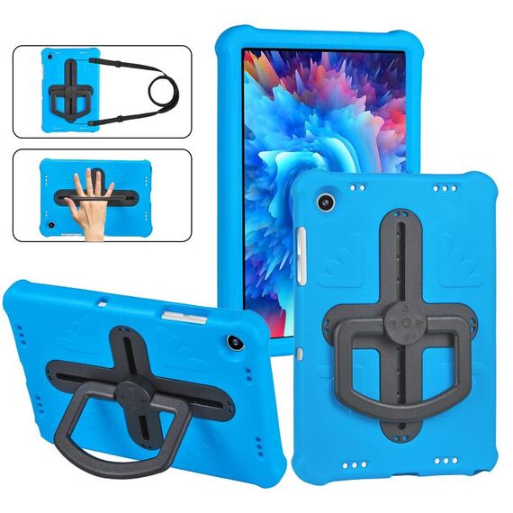 Per Samsung Galaxy Tab A9+ Shield 360 Maniglia con rotazione Custodia antiurto per PC EVA antiurto (blu nero)