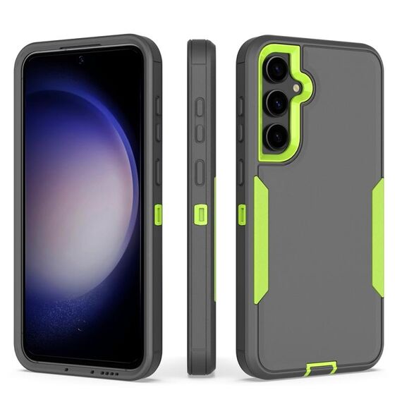 Per Samsung Galaxy S23 FE 5G 2 in 1 custodia magnetica per PC + TPU (grigio + verde fluorescente)