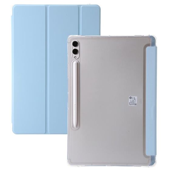 Custodia per tablet in pelle acrilica trasparente 3 volte per Samsung Galaxy Tab S9 (blu ghiaccio)