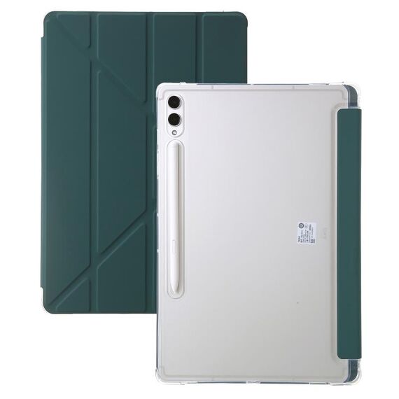 Custodia per tablet in pelle con deformazione acrilica trasparente per Samsung Galaxy Tab S9 (verde intenso)