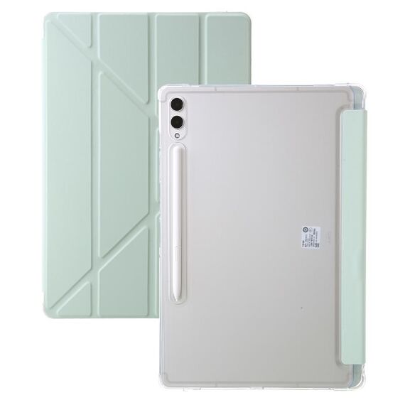 Per Samsung Galaxy Tab S9+ Custodia per tablet in pelle con deformazione acrilica trasparente (verde)